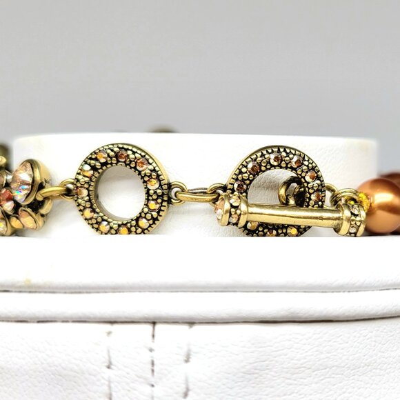 Heidi Daus Gold Pearl and Diamond Swarovski Crystal Asymmetrical BRACELET ONLY - Picture 7 of 9